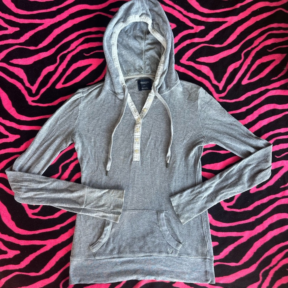Y2K American Eagle Henley Hoodie